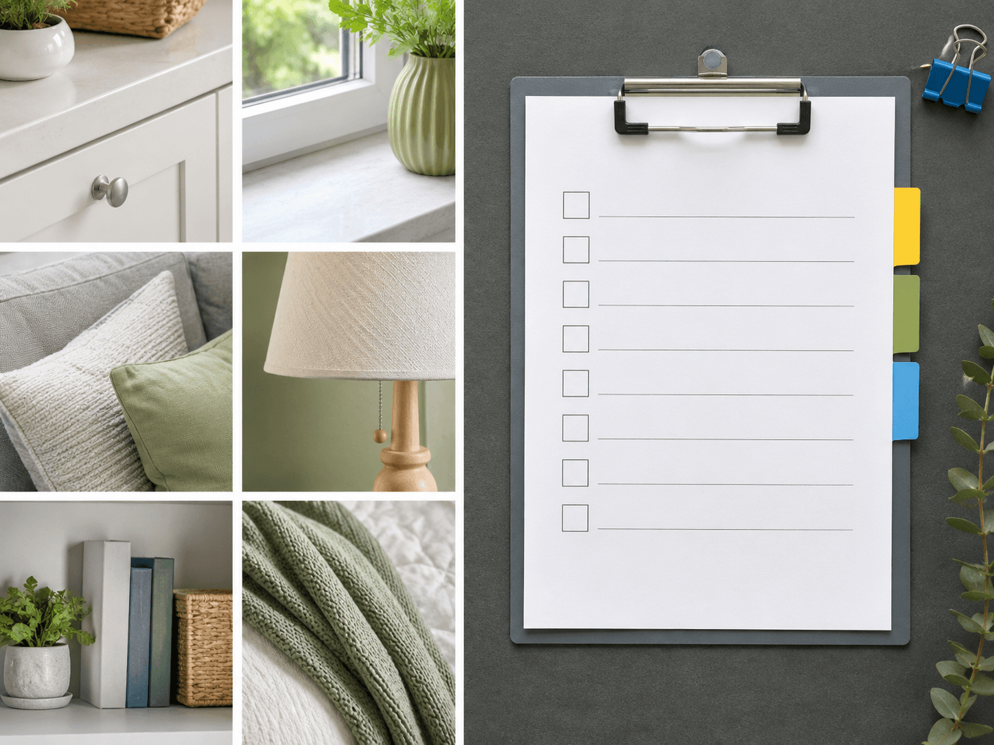 Blank photo checklist document arranged on the workspace