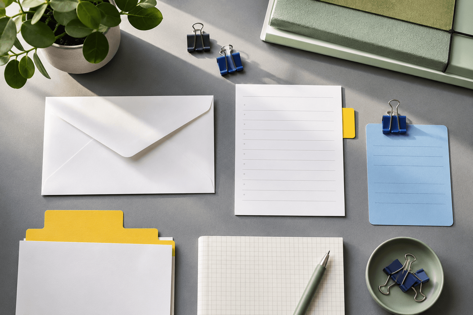 Support correspondence and issue notes organised on a desk